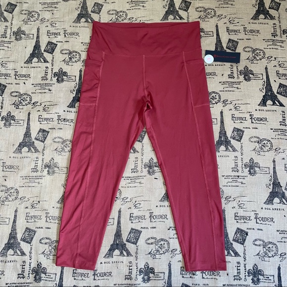 Bally Total Fitness NWT! Active Red High Rise Pocket Ankle Legging Size XL - Picture 2 of 14